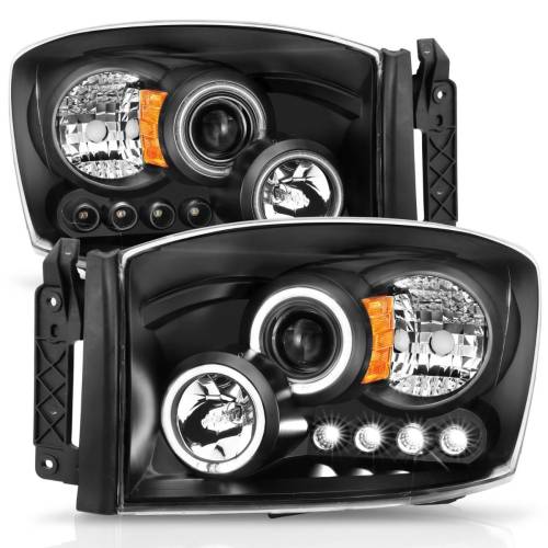 Anzo USA - 111209 | Anzo USA Projector Headlights w/ Halo Black (2006-2008 Ram 1500 | 2006-2009 Ram 2500, 3500)