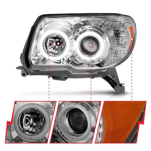 Anzo USA - 111321 | Anzo USA Projector Headlights w/ Halo Chrome (2006-2009 4 Runner)