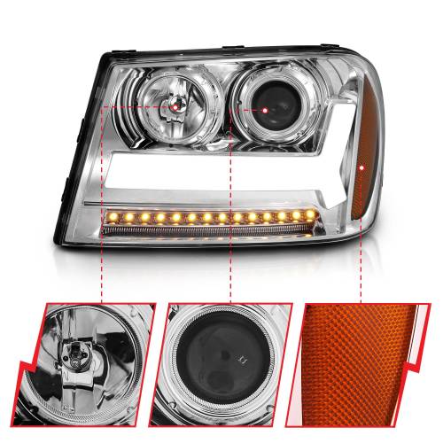 Anzo USA - 111391 | Anzo USA Projector Headlights Lighgt Bar Style Chrome (2006-2009 Trailblazer)