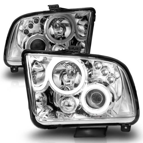 Anzo USA - 121162 | Anzo USA Projector Headlights w/ Halo Chrome (2005-2009 Mustang)