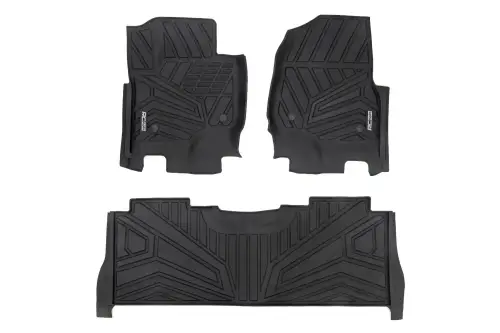 Rough Country - FF-51712 | Rough Country Flex-Fit Floor Mats For Ford F-250 / F-350 Super Duty 2WD/4WD | First & Second Row