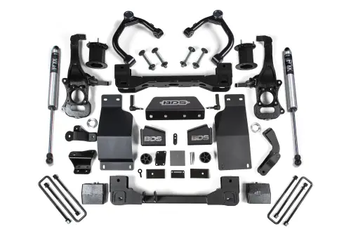 BDS Suspension - BDS1803FS | BDS Suspension 6 Inch Lift Kit For Chevrolet Silverado / GMC Sierra 1500 4WD Diesel | Front Shock Strut Spacer And Rear Fox 2.0 Performance Series Shock