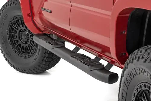 Rough Country - 21017 | Rough Country Oval Nerf Step Double Cab | Black | Toyota Tacoma 2WD/4WD (2024-2025)