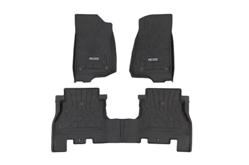 Rough Country - FF-60112 | Rough Country Flex-Fit Floor Mats For Jeep Wrangler Unlimited 4WD | First & Second Row