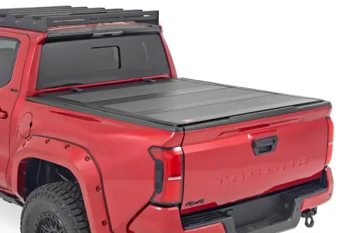 Rough Country - 49415551 | Rough Country Hard Tri Fold Flip Up Bed Cover For Toyota Tacoma 2WD/4WD | 5' Bed
