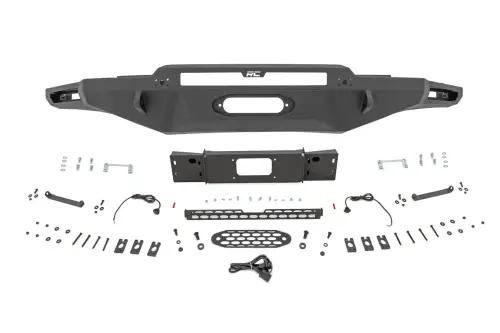 Rough Country - 72005 | Rough Country Hybrid Front Bumper For Toyota Tundra 2WD/4WD | Without LED Lights, Winch Mount ONLY