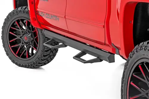 Rough Country - 11018 | Rough Country SRL2 Adjustable Aluminum Step (2007-2018 Silverado, Sierra 1500, 2500 HD, 3500 HD 2WD/4WD | Crew Cab)