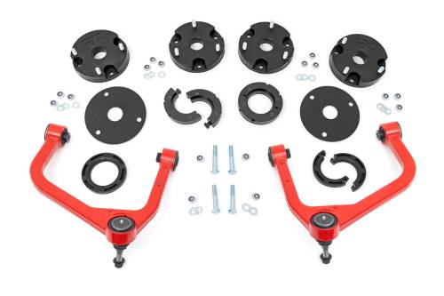 Rough Country - 11800RED | Rough Country 2.5 Inch Suspension Lift Kit, Magneride For GMC Yukon 4WD | Red Finish Control Arms