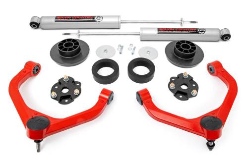 Rough Country - 31430RED | Rough Country 3.5 Inch Lift Kit For Ram 1500 2WD/4WD | Red Arm Finish, Struts Spacers