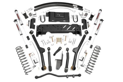 Rough Country - 61670 | Rough Country 4.5 Inch Lift Kit For Jeep Cherokee XJ 4WD | 2.5L I4 / 4.0L I6, NP242, Rear Add a Leafs, V2 Monotone Shocks