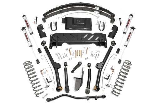 Rough Country - 61770 | Rough Country 4.5 Inch Lift Kit For Jeep Cherokee XJ | 2.5L I4 / 4.0L I6 Engine, NP242 Transfer Case, Rear Leaf Springs, V2 Monotube Shocks