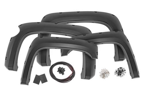 Rough Country - F-C11612A-46 | Rough Country Pocket Fender Flares For Chevrolet Silverado 1500 (2007-2013) | 5' 9" Bed, Stealth Gray