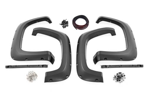 Rough Country - F-C12011A-GTL | Rough Country Pocket Fender Flares Chevrolet Silverado 2500 HD / 3500 HD | Desert Sand