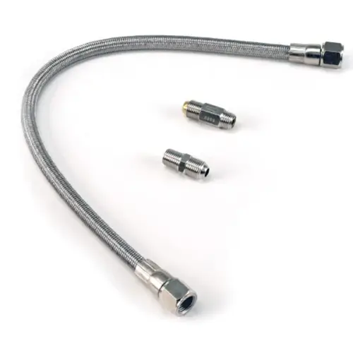 VIAIR - 92790 | VIAIR Stainless Steel Braided PTFE Leader Hose | 3/8" (M) Swivel 24", JIC & NPT Fittings