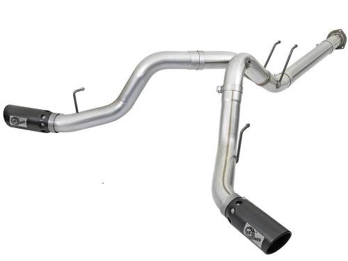Afe - Advance Flow Engineering - 49-03092-B | aFe Power ATLAS 4 Inch Aluminized Steel DPF-Back Exhaust System Ford Diesel Trucks V8-6.7L (td) | Black Tips