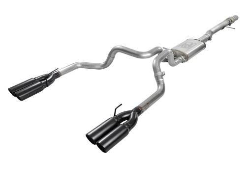Afe - Advance Flow Engineering - 49-34102-B | aFe Power Vulcan Series 4 Inch To Dual 3 Inch 304 Stainless Steel Cat-Back Exhaust System For GM Silverado/Sierra 1500 V8-6.2L | Black Tip
