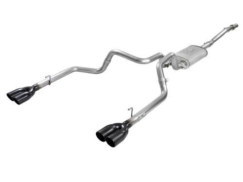 Afe - Advance Flow Engineering - 49-34104-B | aFe Power Vulcan Series 3 Inch to Dual 2-1/2 Inch 304 Stainless Steel Cat-Back Exhaust System For GM Silverado/Sierra 1500 V6-4.3L/V8-5.3L | Black Tips