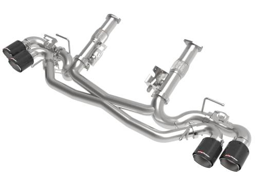 Afe - Advance Flow Engineering - 49-34124NM-C | aFe Power MACH Force-Xp 304 Stainless Steel Cat-Back Exhaust Without Muffler Carbon Fiber (With NPP) For Chevrolet Corvette (C8) V8-6.2L | Carbon Fiber Tips