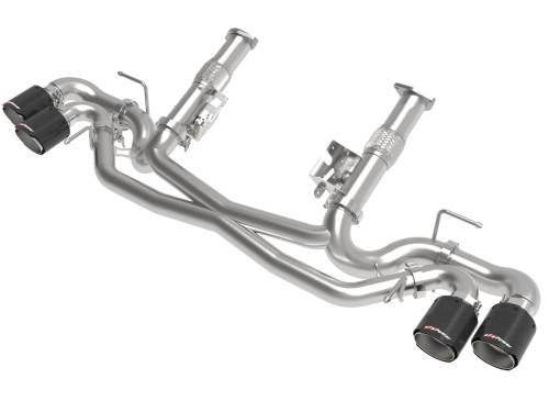 Afe - Advance Flow Engineering - 49-34127NM-C | aFe Power MACH Force-Xp 304 Stainless Steel Cat-Back Exhaust Without Muffler Carbon Fiber (With NPP) For Chevrolet Corvette (C8) V8-6.2L | Carbon Fiber Tips