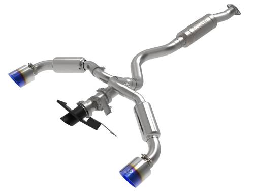 Afe - Advance Flow Engineering - 49-36067-L | aFe Power Gemini XV 3 Inch To 2-1/2 Inch 304 Stainless Steel Cat-Back Exhaust System With Cut-Out Blue Flame For Toyota GR Corolla L3-1.6L (t)