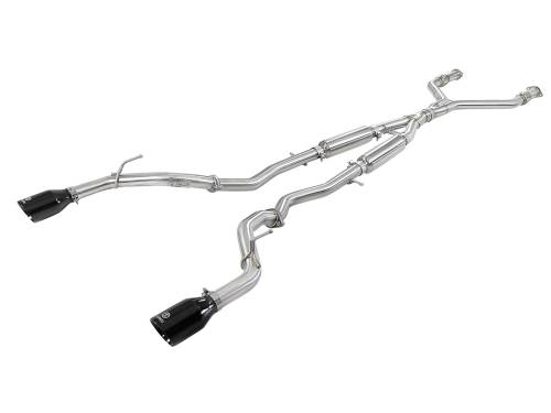 Afe - Advance Flow Engineering - 49-36132NM-B | AFE Power Takeda 2-1/2 IN 304 Stainless Steel Cat-Back Exhaust System w/ Black Tips (2016-2024 Q50 V6-3.0L tt)