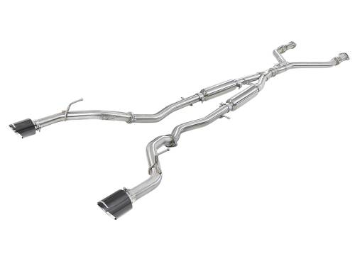 Afe - Advance Flow Engineering - 49-36134NM-C | AFE Power Takeda 2-1/2 IN 304 Stainless Steel Cat-Back Exhaust System w/ Carbon Fiber Tips (2017-2021 Q60 V6-3.0L tt)
