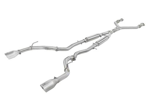 Afe - Advance Flow Engineering - 49-36134NM-P | AFE Power Takeda 2-1/2 IN 304 Stainless Steel Cat-Back Exhaust System w/ Polished Tips (2017-2021 Q60 V6-3.0L tt)