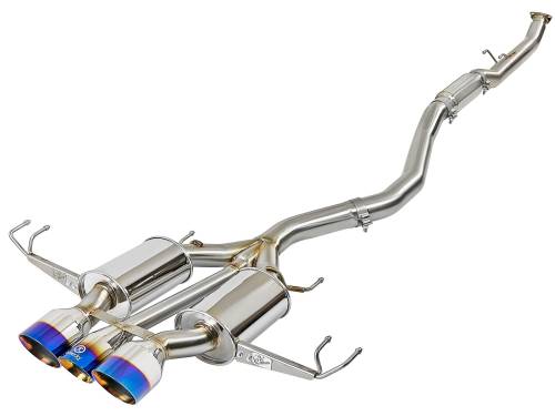 Afe - Advance Flow Engineering - 49-36616-L | AFE Power Takeda 3 IN 304 Stainless Steel Cat-Back Exhaust System w/ Blue Flame Tip (2017-2021 Civic L4-2.0L t)