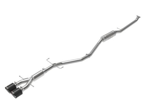 Afe - Advance Flow Engineering - 49-36619-C | AFE Power Takeda 2-1/2 IN 304 Stainless Steel Cat-Back Exhaust System w/ Carbon Fiber Tips (2017-2020 Civic Si L4-1.5L t)