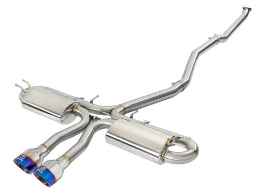 Afe - Advance Flow Engineering - 49-36621-L | AFE Power Takeda 3 IN 304 Stainless Steel Cat-Back Exhaust System w/ Blue Flame Tips (2017-2020 Civic Si L4-1.5L t)