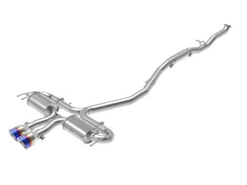Afe - Advance Flow Engineering - 49-36624-L | AFE Power Takeda 3 IN 304 Stainless Steel Cat-Back Exhaust System w/ Blue Flame Tips (2017-2021 Civic Sport L4-1.5L t)