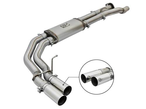 Afe - Advance Flow Engineering - 49-43091-P | AFE Power Rebel Series 3 IN 409 Stainless Steel Cat-Back Exhaust System w/Polished Tip (2017-2020 F150 Pickup V6-3.5L tt)