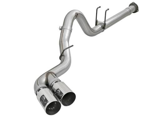 Afe - Advance Flow Engineering - 49-43102-P | AFE Power Rebel XD Series 4 IN 409 Stainless Steel DPF-Back Exhaust w/Dual Polished Tips (2017-2024 F250, F350 Super Duty V8-6.7L td)