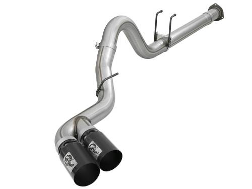 Afe - Advance Flow Engineering - 49-43120-B | AFE Power Rebel XD Series 4 IN 409 Stainless Steel DPF-Back Exhaust w/Dual Black Tips (2011-2014 F250, F350 Super Duty V8-6.7L td)
