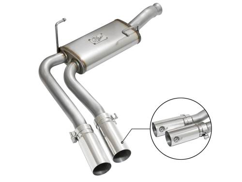 Afe - Advance Flow Engineering - 49-44070-P | AFE Power Rebel Series 3 IN to 2-1/2 IN 409 Stainless Steel Cat-Back Exhaust w/ Polish Tip (2009-2019 Silverado, Sierra 1500 V6-4.3/V8-4.8/5.3L)