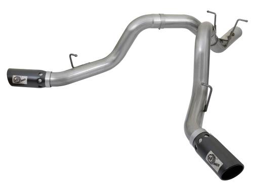 Afe - Advance Flow Engineering - 49-44086-B | AFE Power Large Bore-HD 4 IN 409 Stainless Steel DPF-Back Exhaust System w/Dual Black Tips (2017-2019 Silverado, Sierra 2500 HD, 3500 HD V8-6.6L td)