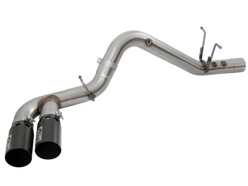 Afe - Advance Flow Engineering - 49-44089-B | AFE Power Rebel XD Series 4 IN 409 Stainless Steel DPF-Back Exhaust w/Dual Black Tips (2017-2019 Silverado, Sierra 2500 HD, 3500 HD V8-6.6L td)