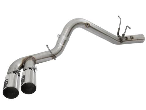 Afe - Advance Flow Engineering - 49-44089-P | AFE Power Rebel XD Series 4 IN 409 Stainless Steel DPF-Back Exhaust w/Dual Polished Tips (2017-2019 Silverado, Sierra 2500 HD, 3500 HD V8-6.6L td)