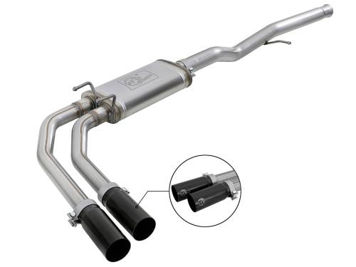 Afe - Advance Flow Engineering - 49-44098-B | AFE Power Rebel Series 3 IN to 2-1/2 IN 409 Stainless Steel Cat-Back Exhaust w/ Black Tip (2009-2019 Silverado, Sierra 1500 V6-4.3/V8-4.8/5.3L)