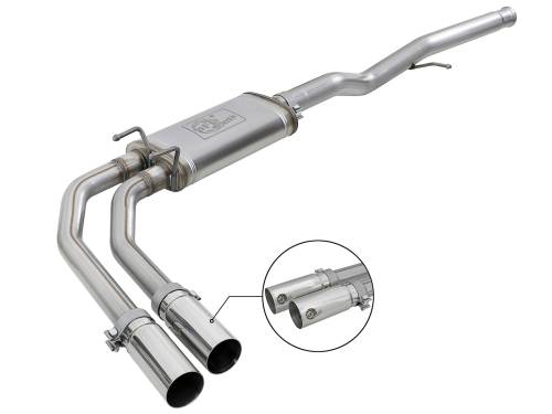 Afe - Advance Flow Engineering - 49-44098-P | AFE Power Rebel Series 3 IN to 2-1/2 IN 409 Stainless Steel Cat-Back Exhaust w/ Polish Tip (2009-2019 Silverado, Sierra 1500 V6-4.3/V8-4.8/5.3L)