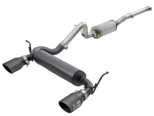 Afe - Advance Flow Engineering - 49-48062-B | AFE Power Rebel Series 2-1/2 IN 409 Stainless Steel Cat-Back Exhaust System w/ Black Tips (2007-2018 Wrangler JK V6-3.6L/3.8L)