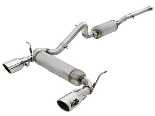 Afe - Advance Flow Engineering - 49-48062-P | AFE Power Rebel Series 2-1/2 IN 409 Stainless Steel Cat-Back Exhaust w/ Polished Tips (2007-2018 Wrangler JK V6-3.6L/3.8L)