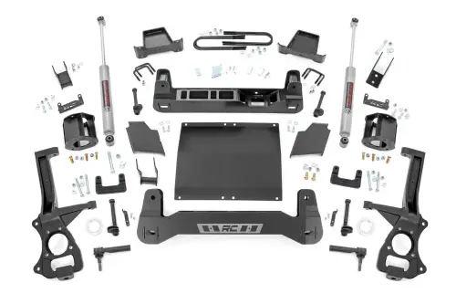 Rough Country - 110030D | Rough Country 6 Inch Lift Kit For Chevrolet Silverado 1500 | 2.7L TurboMax , 3.0L Turbo Diesel Engine, Factory Rear Multi Leaf Springs, Strut Spacers With N3 Rear Shocks