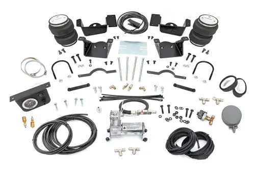 Rough Country - 10034C | Rough Country Air Spring Kit Chevrolet Silverado / GMC Sierra 2500HD & 3500HD 2WD/4WD | For Stock Height Models, With Onboard Air Compressor