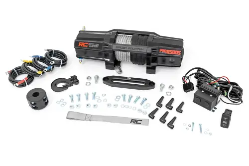 Rough Country - RS6500SA | Rough Country 6500 LB Electric Winch With Remote For UTV / ATV | Synthetic Rope, Universal