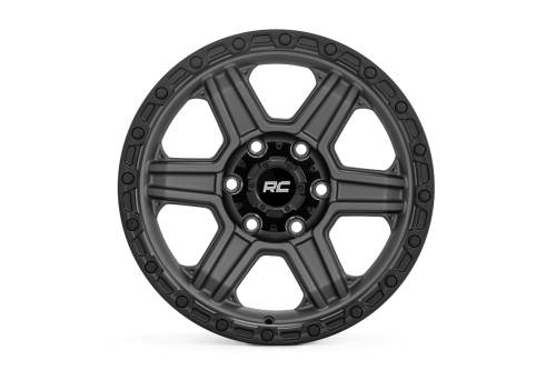 Rough Country - 79170912G | Rough Country 79 Series Wheel | One-Piece / Gunmetal Gray With Black Ring / 17x8.5 / 6x5.5 / 0mm