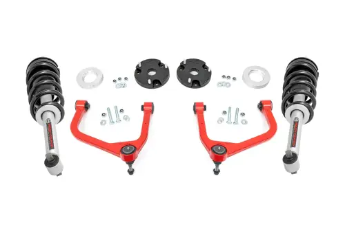 Rough Country - 11430RED | Rough Country 3.5 Inch Lift Kit For Chevrolet Tahoe/Suburban Or GMC Yukon XL/Yukon 4WD | Red Finish Control Arm, Lifted N3 Struts