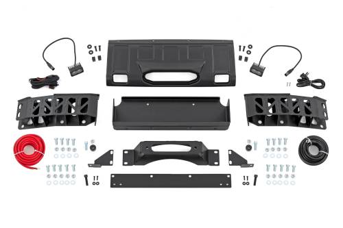 Rough Country - 10750 | Rough Country Hidden Winch Mount With Yellow SAE LED Fog Lights Toyota Land Cruiser 4WD (2024-2025)