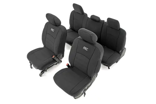 Rough Country - 91068 | Rough Country Neoprene Seat Covers For Ram 1500/2500/3500 2WD/4WD | Front & Rear, With Full Rear Seat