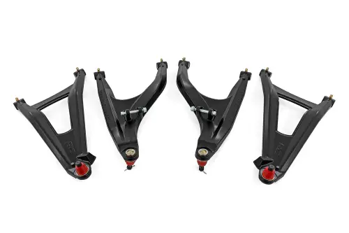 Rough Country - 97041BLK | Rough Country Aluminum Control Arms For Can-Am Defender HD 5/HD 8/HD 9/HD 10 | High Clearance With 2 Inch Forward Offset | Black Finish